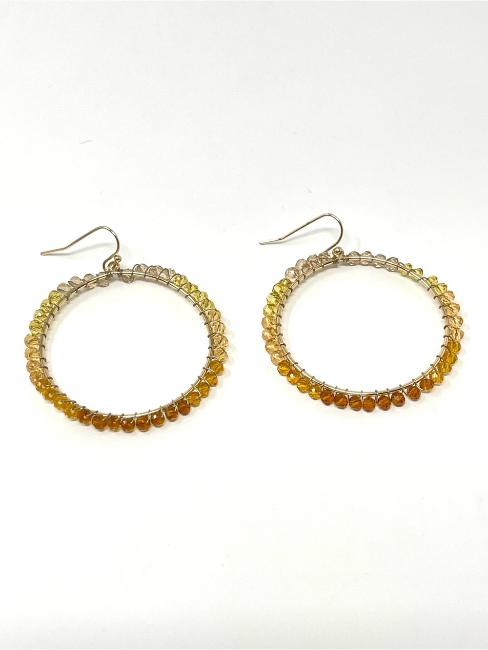 New Anthropologie Hoop OmbrΓ© Crystal Earrings